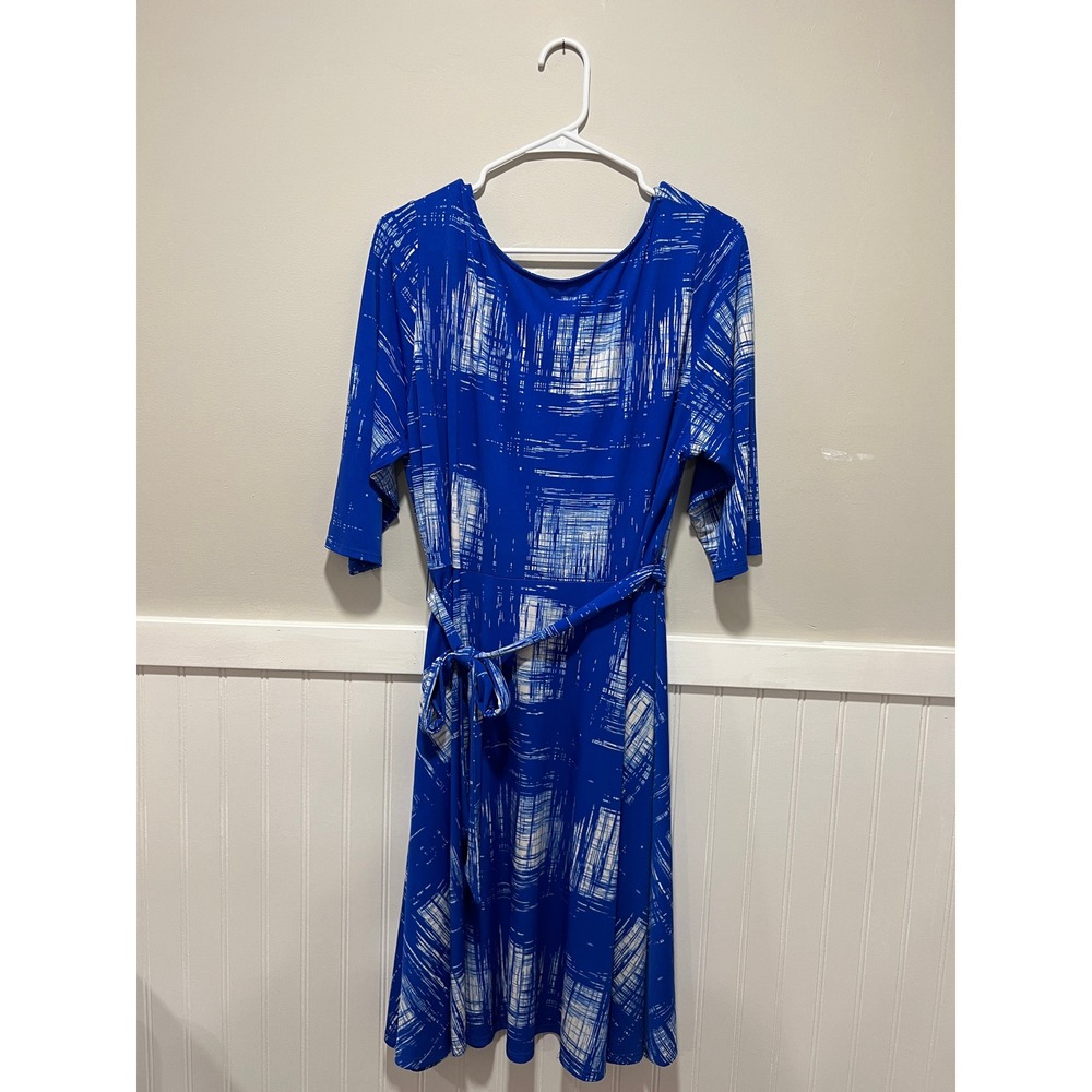 Leota Half Sleeve Belted Dress Strech Business Casual Knee Length Women Sz 2X